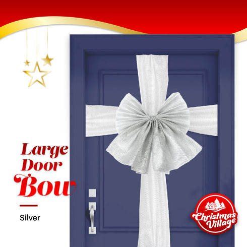 Large Christmas Door Bow - Silver
