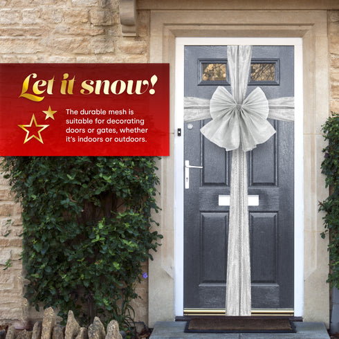 Large Christmas Door Bow - Silver