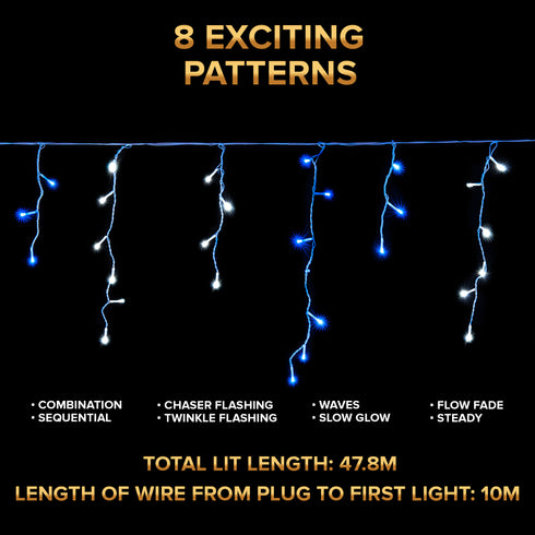 360 LED Icicle Lights - White