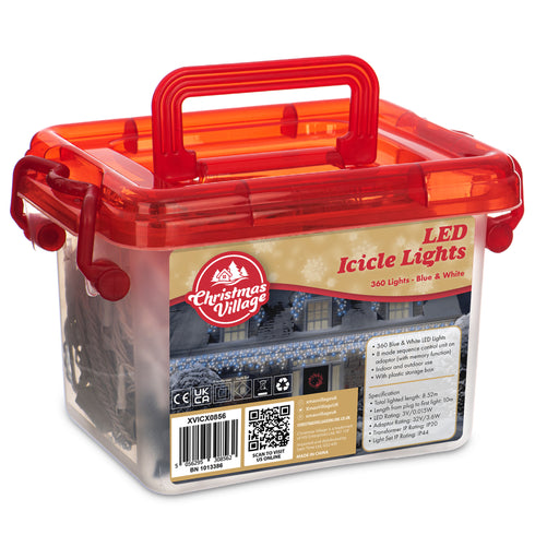 360 LED Icicle Lights - Blue and White