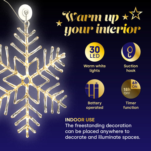 43cm Snowflake Window Light - Cool White