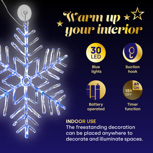 43cm Snowflake Window Light - Blue