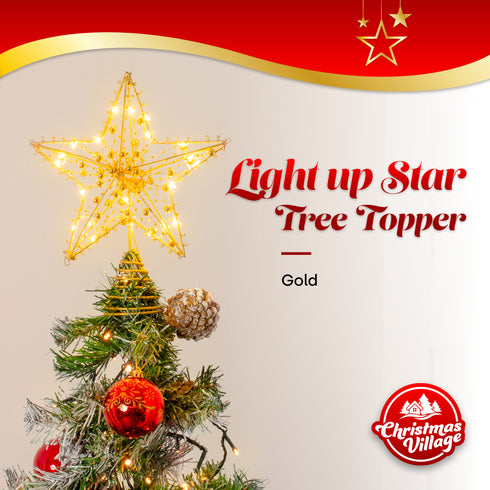 Light Up Star Tree Topper - Gold