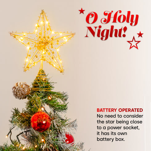Light Up Star Tree Topper - Gold