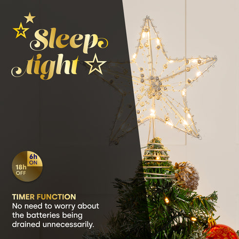 Light Up Star Tree Topper - Silver