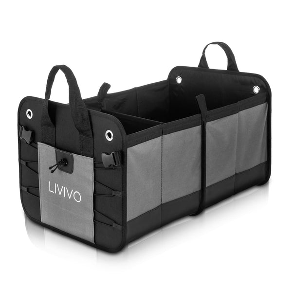 LIVIVO Waterproof Car Boot Organiser - Spacious Multi-Pocket Travel Storage  - Durable, Foldable, and Portable for Car Backseat