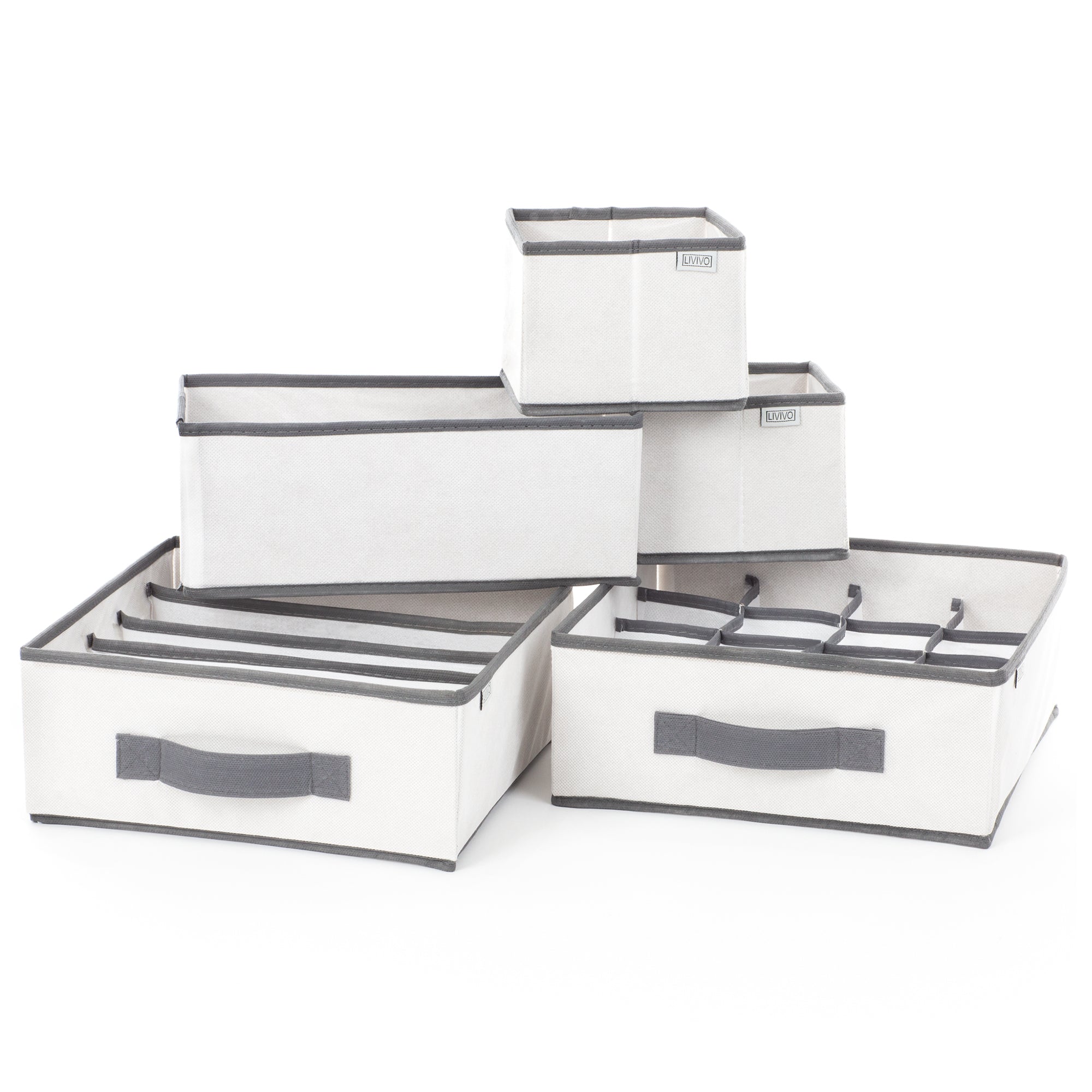 LIVIVO Metal Storage Box For Laundry Pegs - Waterproof Tin Box With Handle (Grey/White)