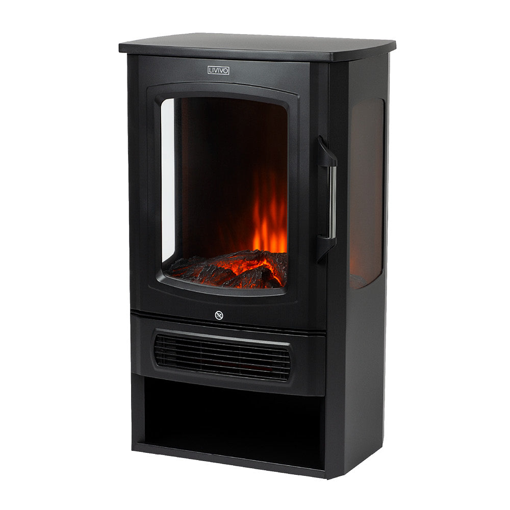 Livivo Islington Electric Log Burner Grey Free Delivery