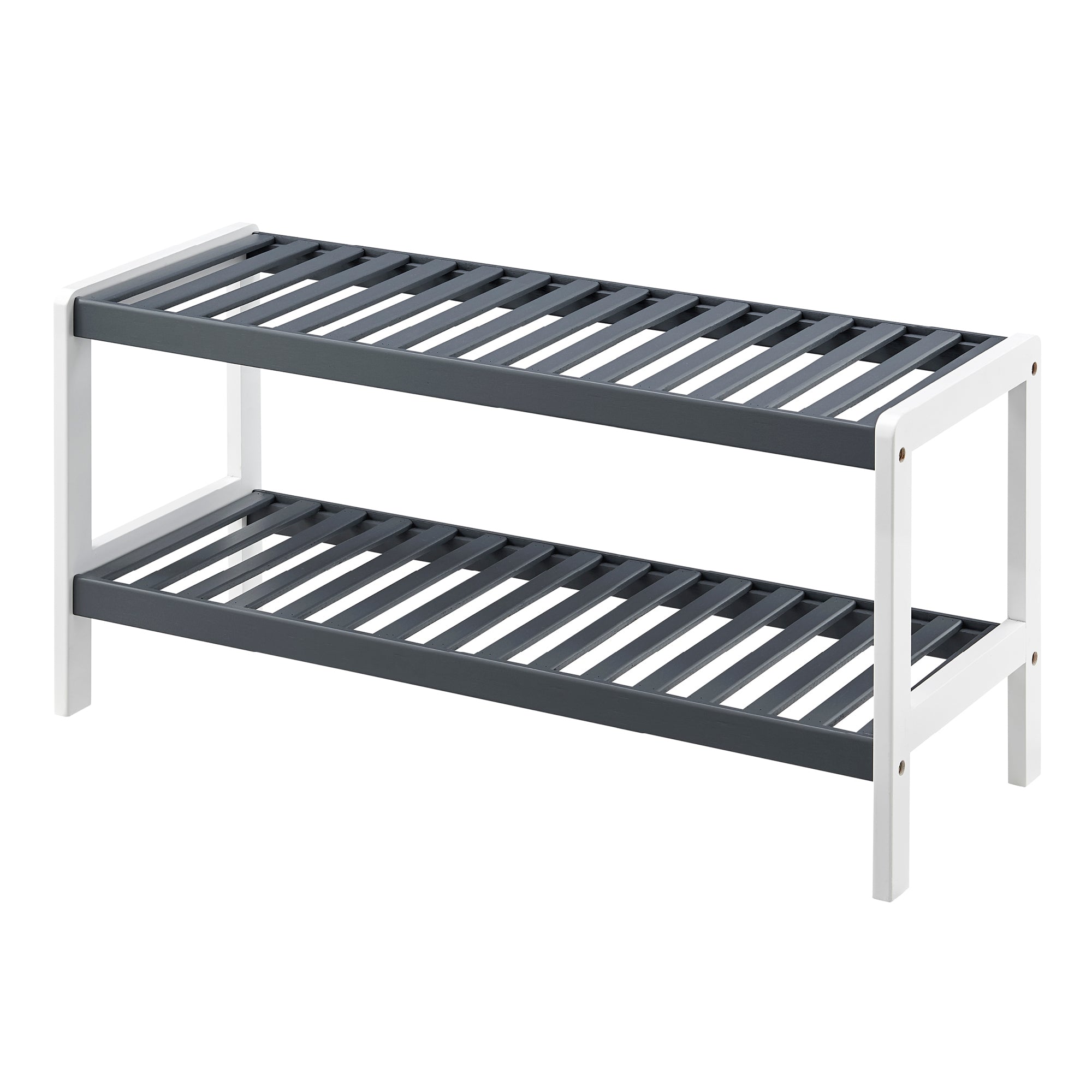 Livivo Bamboo 2-Tier Shoe Rack White/Grey Free Delivery