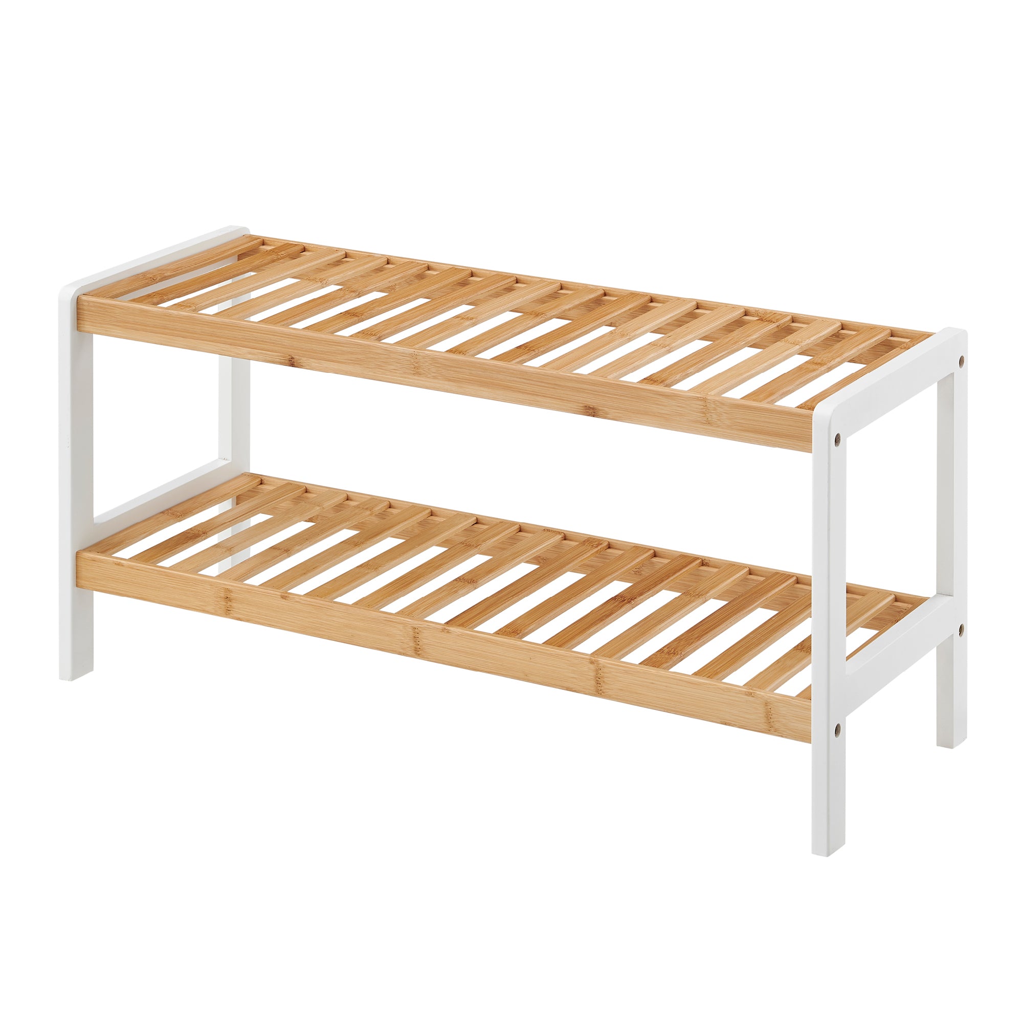 Livivo Bamboo 2-Tier Shoe Rack White/Natural Free Delivery